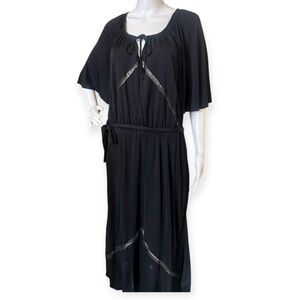 Scott Barrie Elegant Black Dress with Sheer Accents
